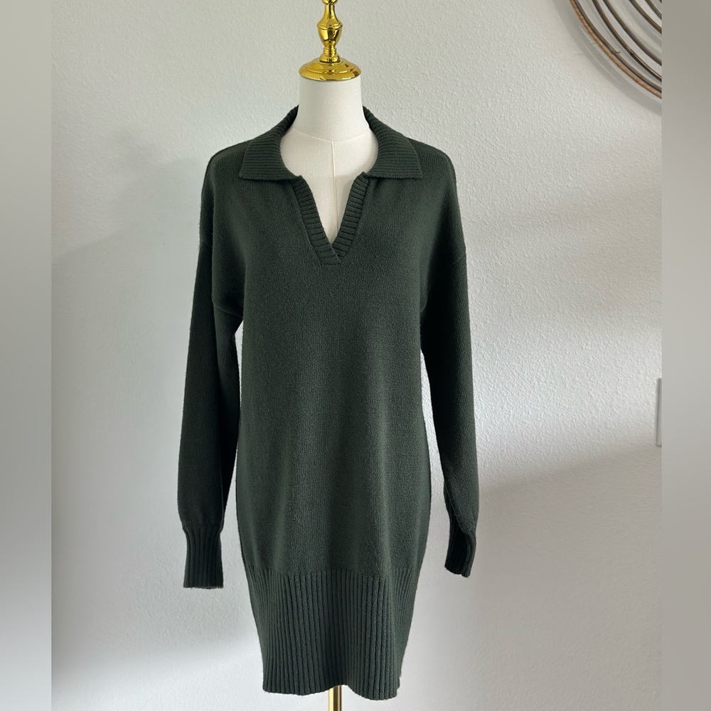 Dark Green Knit Sweater Dress